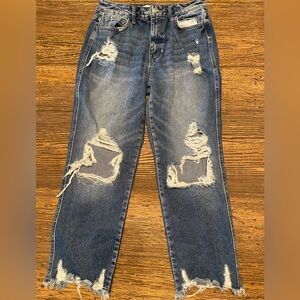 Flying Monkey ladies size 28 Distressed cropped Blue Jeans